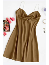 Spaghetti Strap One-piece Dress-Brown